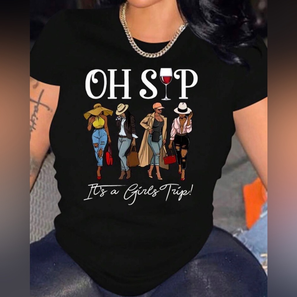 Slogan & Figure Graphic Tee